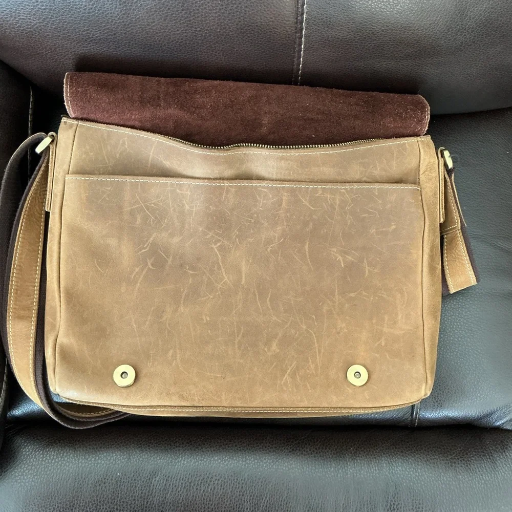 Tiding Brown Leather Messenger Bag